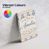 Personalised Name Classic Blue Red Damask Custom  Unique Gift Idea Elegant Feature Canvas Wall Art Print Decor Picture Ready to Hang