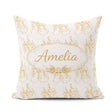 Custom Name Gold Christmas Stockings Outline Seamless Pattern Square Filled Cushion Throw Pillow Sofa Bed Home Decor Zip Washable UK Made