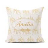 Custom Name Gold Christmas Stockings Outline Seamless Pattern Square Filled Cushion Throw Pillow Sofa Bed Home Decor Zip Washable UK Made