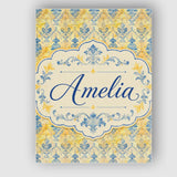 Personalised Name Elegant Blue Gold Marble Custom  Bespoke Contemporary Statement Canvas Wall Art Print Decor Picture Ready to Hang