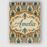 Personalised Name Antique Brown Teal Custom Premium Decorative Design Modern Room Accent Canvas Wall Art Print Decor Picture Ready to Hang