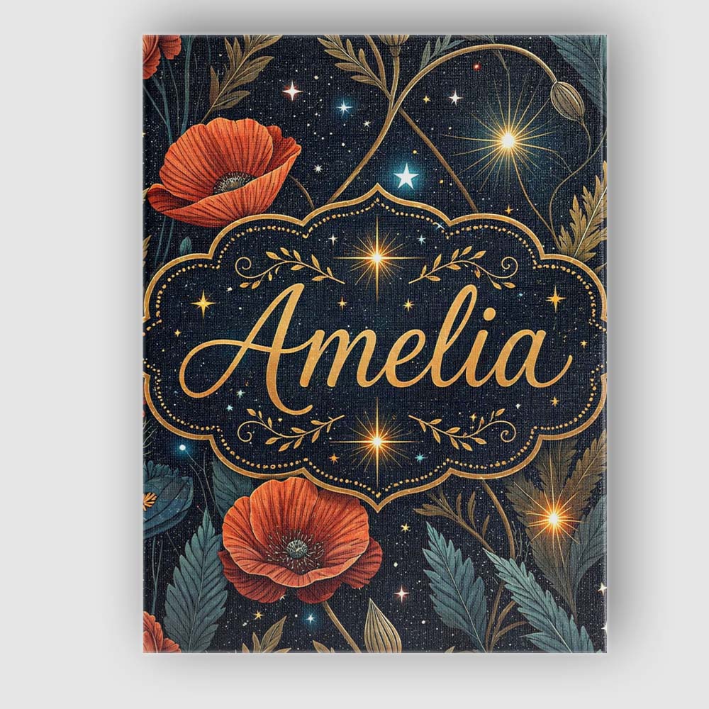 Personalised Name Mushroom Moon Stars Botanical Night Seamless Custom Modern Room Accent Canvas Wall Art Print Decor Picture Ready to Hang