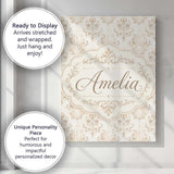 Personalised Name Elegant Neutral Beige Custom  Unique Gift Idea Modern Room Accent Canvas Wall Art Print Decor Picture Ready to Hang