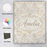 Personalised Name Elegant Neutral Beige Custom  Unique Gift Idea Modern Room Accent Canvas Wall Art Print Decor Picture Ready to Hang