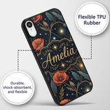 Mushroom Moon Stars Botanical Night Seamless Custom Name Protective Phone Case Mobile Cover Durable Everyday Smartphone Shock Resistant