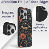 Mushroom Moon Stars Botanical Night Seamless Custom Name Protective Phone Case Mobile Cover Durable Everyday Smartphone Shock Resistant