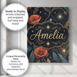 Personalised Name Mushroom Moon Stars Botanical Night Seamless Custom Modern Room Accent Canvas Wall Art Print Decor Picture Ready to Hang