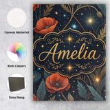 Personalised Name Mushroom Moon Stars Botanical Night Seamless Custom Modern Room Accent Canvas Wall Art Print Decor Picture Ready to Hang
