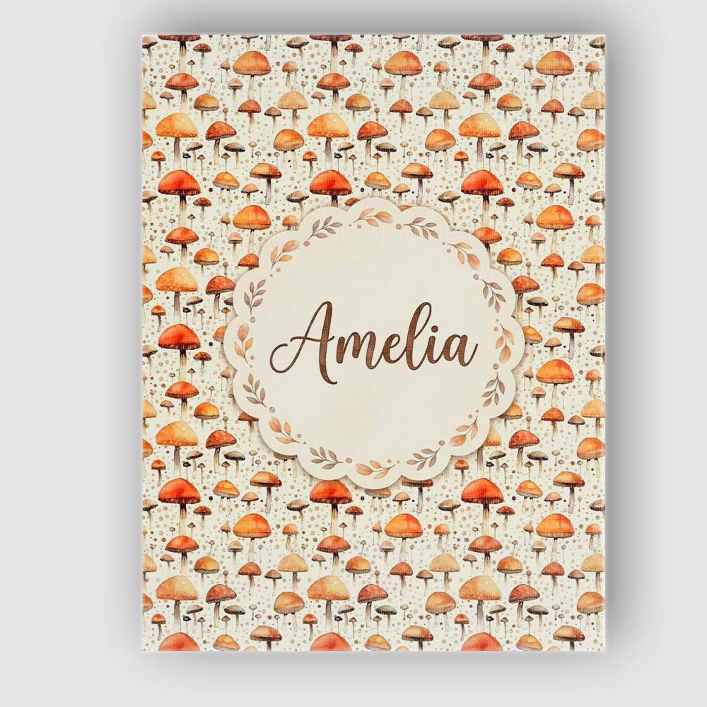 Personalised Name Autumn Mushroom Scatter Custom  Unique Gift Idea Elegant Feature Canvas Wall Art Print Decor Picture Ready to Hang