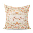 Custom Name Delicate Botanical Mushroom Meadow Pattern Name Cute Square Filled Cushion Throw Pillow Sofa Bed Home Decor Zip Washable UK Made
