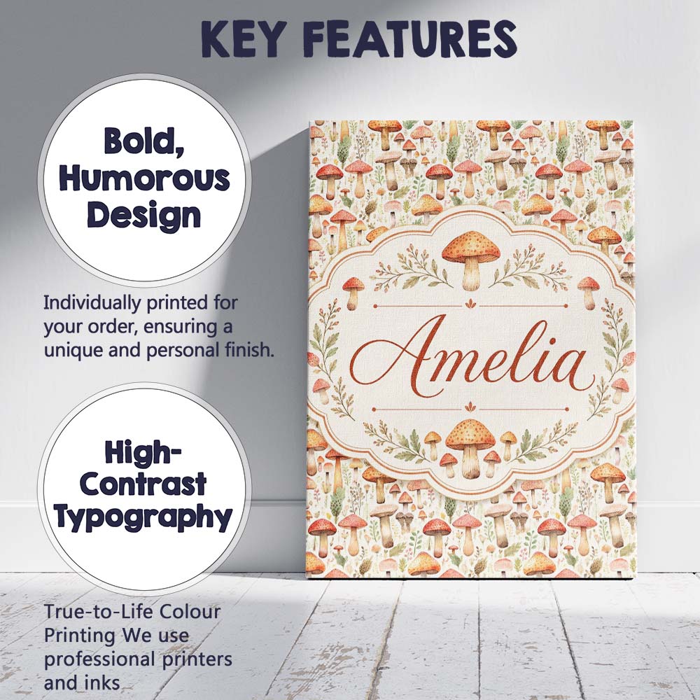 Personalised Name Delicate Botanical Custom Premium Decorative Design Modern Room Accent Canvas Wall Art Print Decor Picture Ready to Hang