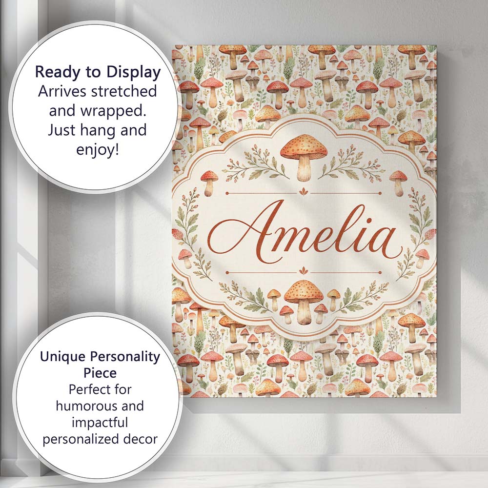 Personalised Name Delicate Botanical Custom Premium Decorative Design Modern Room Accent Canvas Wall Art Print Decor Picture Ready to Hang