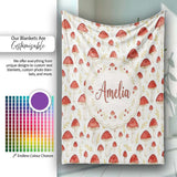 Autumn Orange Woodland Mushroom Botanical Seamless Pattern Name Cute  Personalised Custom Name Super Soft Fleece Blanket Bed Sofa Throw