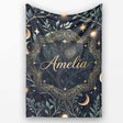 Enchanted Mushroom Forest Night Sky Seamless Pattern Lovely  Personalised Custom Name Super Soft Fleece Blanket Bed Sofa Throw