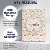 Personalised Name Soft Pink Pastel Mushroom Custom  Bespoke Interior Contemporary Canvas Wall Art Print Decor Picture Ready to Hang