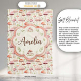 Soft Pink Pastel Mushroom Woodland Nature Seamless Pattern Name Cute  Personalised Custom Name Super Soft Fleece Blanket Bed Sofa Throw