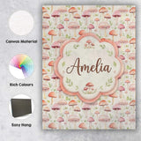 Personalised Name Soft Pink Pastel Mushroom Custom  Bespoke Interior Contemporary Canvas Wall Art Print Decor Picture Ready to Hang