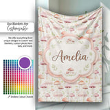 Soft Pink Pastel Mushroom Woodland Nature Seamless Pattern Name Cute  Personalised Custom Name Super Soft Fleece Blanket Bed Sofa Throw