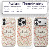 Soft Pink Pastel Mushroom Woodland Printed Design Custom Name Protective Phone Case Mobile Cover Durable Everyday Smartphone Shock Resistant
