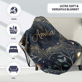 Enchanted Mushroom Forest Night Sky Seamless Pattern Lovely  Personalised Custom Name Super Soft Fleece Blanket Bed Sofa Throw