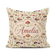 Custom Name Rustic Woodland Mushroom Leaves Nature Seamless Name Square Filled Cushion Throw Pillow Sofa Bed Home Decor Zip Washable UK Made
