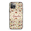 Rustic Woodland Mushroom Leaves Nature Seamless Custom Name Protective Phone Case Mobile Cover Durable Everyday Smartphone Shock Resistant