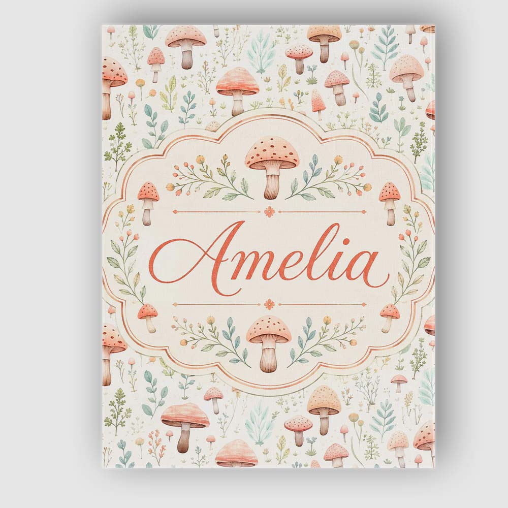 Personalised Name Delicate Pastel Mushroom Custom  Unique Gift Idea Elegant Feature Canvas Wall Art Print Decor Picture Ready to Hang