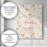 Personalised Name Delicate Pastel Mushroom Custom  Unique Gift Idea Elegant Feature Canvas Wall Art Print Decor Picture Ready to Hang