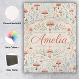 Personalised Name Delicate Pastel Mushroom Custom  Unique Gift Idea Elegant Feature Canvas Wall Art Print Decor Picture Ready to Hang