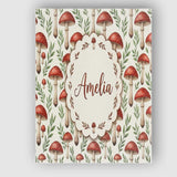 Personalised Name Minimal Red Mushroom Custom  Modern Room Accent Elegant Feature Canvas Wall Art Print Decor Picture Ready to Hang