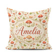Custom Name Wild Forest Mushroom Botanical Seamless Pattern Name Square Filled Cushion Throw Pillow Sofa Bed Home Decor Zip Washable UK Made