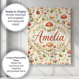 Personalised Name Wild Forest Mushroom Custom  Modern Room Accent Elegant Feature Canvas Wall Art Print Decor Picture Ready to Hang