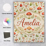 Personalised Name Wild Forest Mushroom Custom  Modern Room Accent Elegant Feature Canvas Wall Art Print Decor Picture Ready to Hang