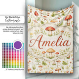 Wild Forest Mushroom Botanical Meadow Seamless Pattern Name Cute  Personalised Custom Name Super Soft Fleece Blanket Bed Sofa Throw
