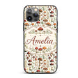 Autumn Woodland Mushroom Leaves Printed Design Custom Name Protective Phone Case Mobile Cover Durable Everyday Smartphone Shock Resistant