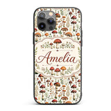 Autumn Woodland Mushroom Leaves Printed Design Custom Name Protective Phone Case Mobile Cover Durable Everyday Smartphone Shock Resistant