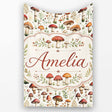 Autumn Woodland Mushroom Leaves Botanical Seamless Pattern Name Cute  Personalised Custom Name Super Soft Fleece Blanket Bed Sofa Throw