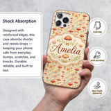 Soft Watercolor Red Mushroom Nature Seamless Custom Name Protective Phone Case Mobile Cover Durable Everyday Smartphone Shock Resistant