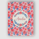 Personalised Name Soft Pink Blue Rose Custom Modern Room Accent Creative Decorator Style Canvas Wall Art Print Decor Picture Ready to Hang