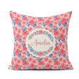 Custom Name Soft Pink Blue Rose Floral Seamless Pattern Name Square Filled Cushion Throw Pillow Sofa Bed Home Decor Zip Washable UK Made