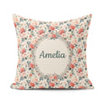 Custom Name Delicate Rose Botanical Floral Seamless Pattern Name Square Filled Cushion Throw Pillow Sofa Bed Home Decor Zip Washable UK Made