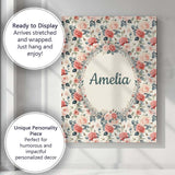 Personalised Name Delicate Peach Rose Custom Modern Room Accent Creative Decorator Style Canvas Wall Art Print Decor Picture Ready to Hang
