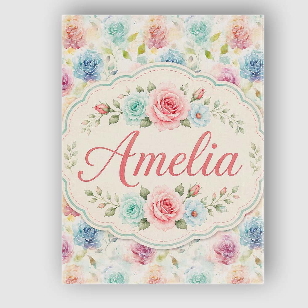 Personalised Name Classic Rose Bouquet Custom  Modern Room Accent Elegant Feature Canvas Wall Art Print Decor Picture Ready to Hang