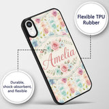 Classic Rose Bouquet Floral Vintage Seamless Custom Name Protective Phone Case Mobile Cover Durable Everyday Smartphone Shock Resistant