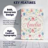 Personalised Name Classic Rose Bouquet Custom  Modern Room Accent Elegant Feature Canvas Wall Art Print Decor Picture Ready to Hang
