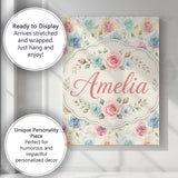Personalised Name Classic Rose Bouquet Custom  Modern Room Accent Elegant Feature Canvas Wall Art Print Decor Picture Ready to Hang