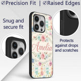 Classic Rose Bouquet Floral Vintage Seamless Custom Name Protective Phone Case Mobile Cover Durable Everyday Smartphone Shock Resistant