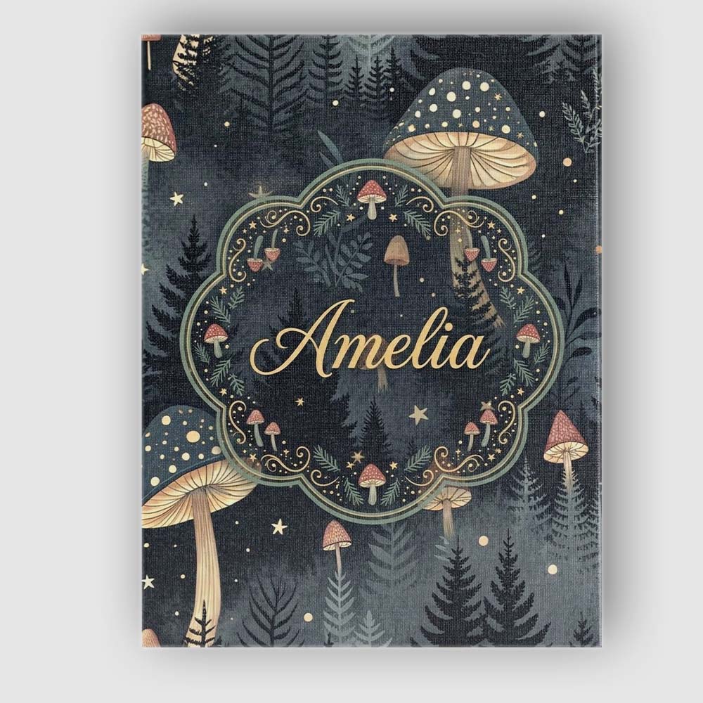 Personalised Name Glowing Mushroom Botanical Night Forest Seamless Custom  Unique Canvas Wall Art Print Decor Picture Ready to Hang