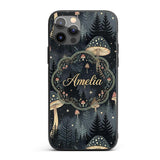 Glowing Mushroom Botanical Night Forest Seamless Custom Name Protective Phone Case Mobile Cover Durable Everyday Smartphone Shock Resistant