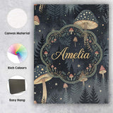 Personalised Name Glowing Mushroom Botanical Night Forest Seamless Custom  Unique Canvas Wall Art Print Decor Picture Ready to Hang